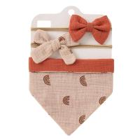 Set de Diadema de Alimentación de Bebé de Muselina de Algodón 3 piezas: Toalla de Saliva con Estampado Triangular, Diadema de Tie Neonatal, Pañuelo de Alimentación de Bebé - details 9