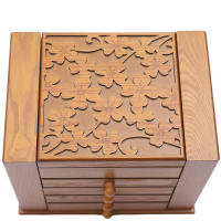 Joyero de Flores Talladas de Madera De 5 Capas, Organizador de Almacenamiento de Gran Capacidad, Regalo - details 12