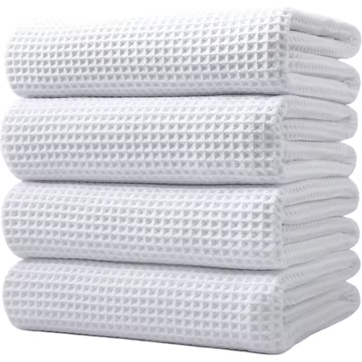 152,4 x 76,2 cm Toalla de baño de Microfibra antipelusa Secado rápido Punto gofrado Blanco Grande: Pack de 4 - 1