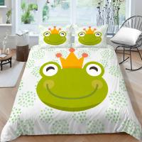 Juego de Ropa de Cama con Diseño de Ranas y Toad de Dibujos Animados a Lápiz Verde Tamaño King Queen Polyester Ideal para Niños y Adultos - details 3