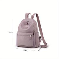 Mochila Simple informal para mujer, mochila escolar de Color sólido, mochila de viaje de nailon - details 1