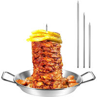 Pincho vertical de acero inoxidable, 1 juego de soporte vertical brasileño con 3 puntas y cepillos extraíbles, accesorios para parrilla de viaje, utensilios para barbacoa para el hogar, cocina, picnic, camping - details 0