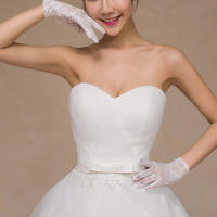Guantes de Novia de Encaje Transpirable y Amigables con la Piel Color Sólido para Novias y Damas de Honor Moda de Mujer - details 6