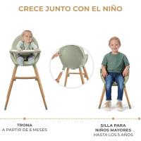 bebé 2 en 1, Silla Infantil, Trona portatil, Patas de Madera, Bandeja Ajustable, Fácil de limpiar, para niños, Beige - details 11