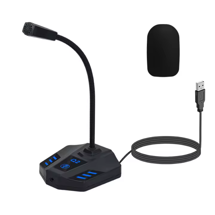 Q2 micrófono de condensador de cuello de cisne de escritorio, XLR, micrófono de conferencia para reuniones/voz/juegos, USB - 1