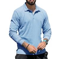 Camisa de manga larga elástica de algodón flameado para hombre, camiseta de calidad de marca con cuello vuelto, camisetas de otoño e invierno para hombre - details 1