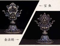 Tesoros Xizang productos emitió por lotes cobre puro ocho adornos budistas tántricos propicios azul antiguo - details 7