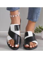 2025 nuevo gran tamaño color bloqueo conjunto dedo del pie plano zapatillas mujeres color bloqueo exterior desgaste ligero playa sandalias zapatillas - details 4