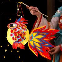 Linterna de Festival del Medio Otoño de pescado hecha a mano, linterna luminosa de loto de mediados de otoño, Kit de Material de linterna DIY de papel de estilo chino - details 8