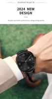 Reloj de Pulsera para Hombres de Moda Cuadrada Automático, Movimiento de Cuarzo, Diseño de Negocios Casual, Cuero Negro, Marca Premium - details 5