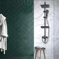 Traje de ducha de baño negro, sistema de ducha de bañera colgante de pared, traje de ducha presurizada de agua de lluvia, juego - details 7