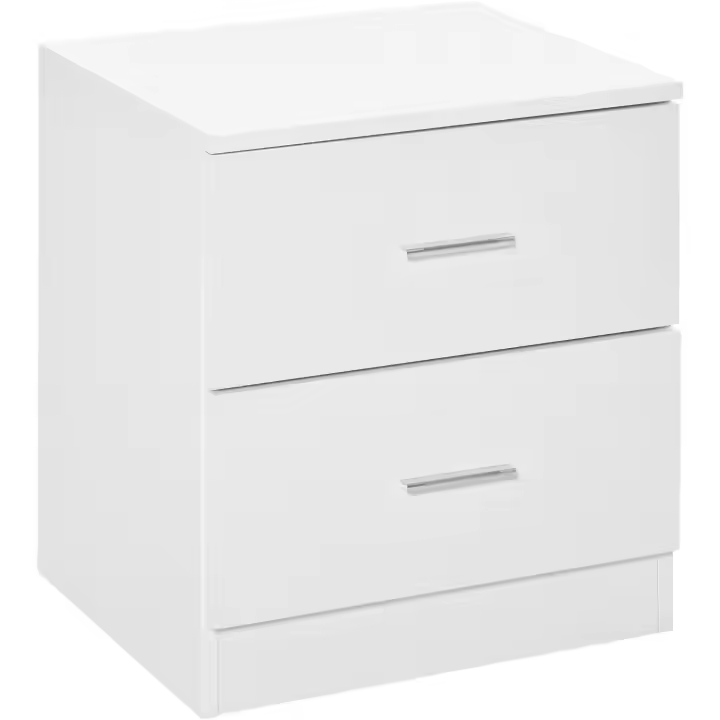 Mesita de Noche Moderna Mesilla de Noche con 2 Cajones Mesita Auxiliar para Salón Dormitorio Carga 30 kg 45x39,5x49 cm Blanco - 1