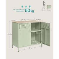Gabinete de Metal Doble Puerta Magnético Estante Ajustable con Marco de Acero 40 x 80 x 76 cm - details 10