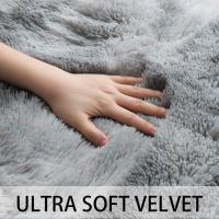 Alfombra Salon Grandes Shaggy Antideslizante Super Suave Pelo Largo Fluffy Alfombra Adecuado para la Decoración de Salas de Estar y Dormitorios (160 x 200 cm, Gris Blanco) - details 2