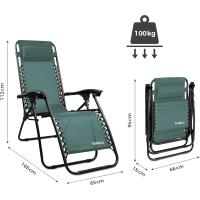 Plegable de Gravedad Cero, 165 x 112 x 65 cm, Verde, con Almohada, Carga máxima - details 2