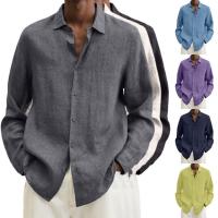 Camisa Larga De Manga Para Hombre Estilo Casual Color Sólido Cuello En V Talla Grande Algodón Hombres Ropa De Otoño - details 0