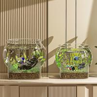 Pecera redonda Ultra transparente, tanque de visualización extraíble de plástico, decoración decorativa de escritorio con vista de 360 grados, pequeño acuario, decoración de escritorio - details 5