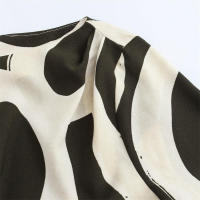 OUWU- Mujer Cuello Redondo Contraste Plisado Estampado Manga Larga Otoño Nuevo Vestido Midi - details 5