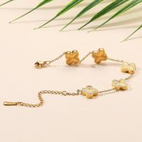 Juego de 3 pulseras de trébol dorado/blanco/negro chapadas en oro para mujer - details 1
