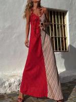 Vestido de fiesta de retales a la moda con tirantes finos y estampado sin espalda para mujer de verano, vestido elegante sencillo sin mangas para mujer 2025 - details 7