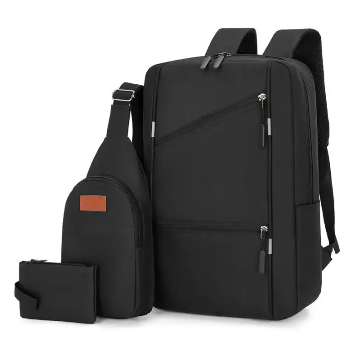 Bolsa para ordenador portátil de negocios de gran capacidad para hombre y estudiante, juego de mochilas escolares con Usb de viaje, multinivel, Color sólido, 2023 - 1