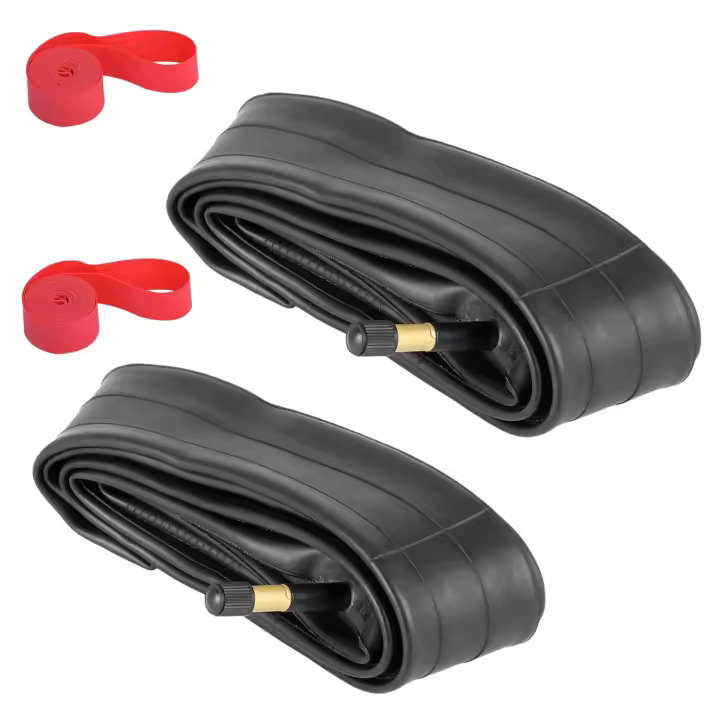 Tubo interior de goma para bicicleta de carretera, válvula Schrader con 2 tiras de llanta, 700X 35-43c, 2 paquetes - 1