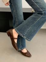 Francés retro hebilla de una palabra Mary Jane zapatos boca ligera cabeza cuadrada tacón grueso solo zapatos pequeños zapatos de cuero - details 13