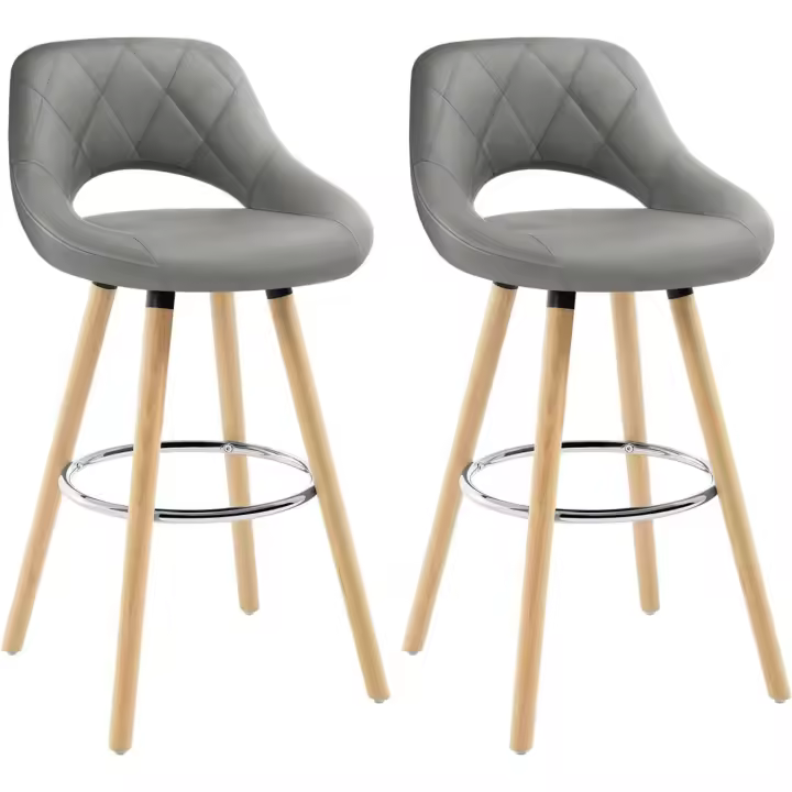 Taburetes Altos con Respaldo Ahuecado y Reposapiés, Taburetes Bar Altos para Bistro, Cafetería y - 1