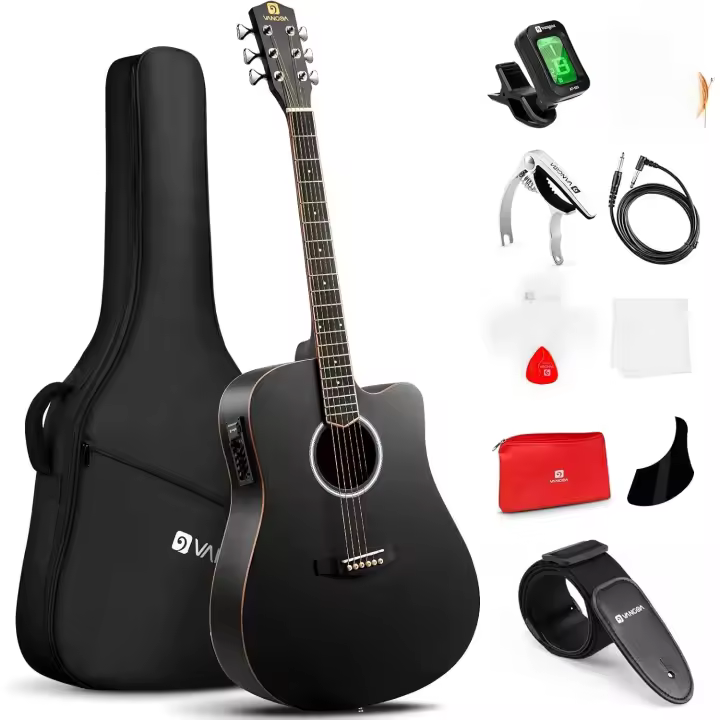Guitarra Eléctrica-Acústica 4/4 41 Pulgadas Cutaway Cuerdas Metálicas Equalizador de 4 Bandas - 1