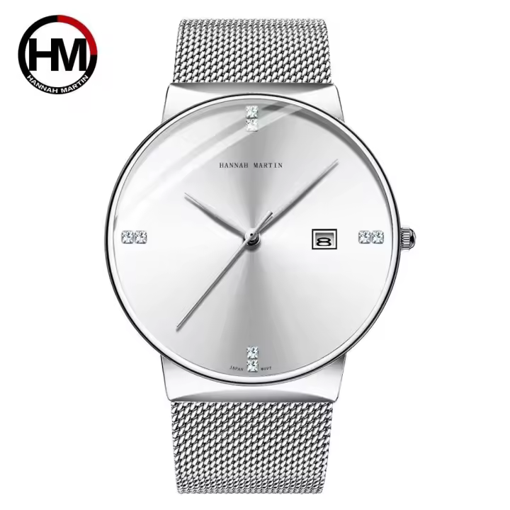 Reloj de Negocios Elegante de Acero Inoxidable Resistente al Agua, Movimiento de Cuarzo, Correa de Cuero Marca Superior - 1