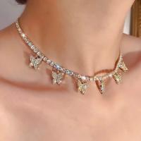 Colgante de mariposa de cristal para mujer, gargantilla de cadena hueca de Color dorado con personalidad, Collar Punk, joyería - details 8