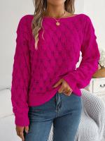 Suéter Casual de Invierno-Otoño Cuello Oblicuo, Manga Larga, Moda para Mujeres en Rosa - details 2