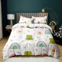 Juego de Ropa de Cama con Diseño de Ranas y Toad de Dibujos Animados a Lápiz Verde Tamaño King Queen Polyester Ideal para Niños y Adultos - details 13