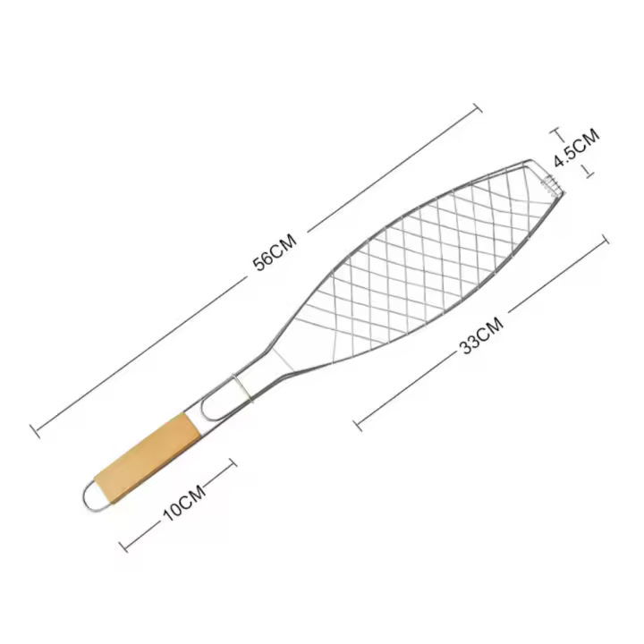 Cesta de barbacoa antiadherente portátil para pescado y verduras, mango plegable - 1