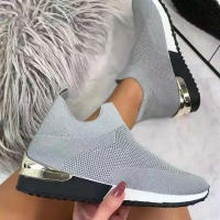 Zapatos deportivos informales transpirables para mujer, calcetines elásticos, talla grande - details 2