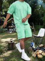 Conjunto Deportivo Casual para Hombres de Poliéster Camiseta con Pelo y Shorts de Cinturón con Bolsillos Perfecto para el Verano Lavable en Máquina - details 37
