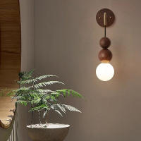 Lámpara de pared para dormitorio, candelabro de mesita de noche de estilo chino de nogal, Fondo de sala de estar Retro japonés - details 3