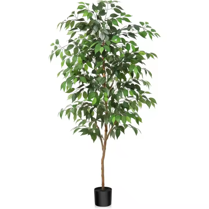 Planta Artificial Decorativas 150cm Ficus Artificial con Troncos Naturales, Arbol Artificial Ficus para Casa Dormitorio Oficina Balcón (1 Pieza) - 1