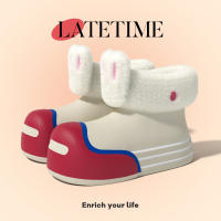 Bonitas pantuflas de algodón con forma de conejo para mujer con tacones, nuevo estilo invernal, cálidas para el hogar, zapatos de algodón impermeables y antideslizantes para uso al aire libre. - details 1