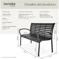 Banco de Jardín de Acero Galvanizado Estructura Exterior, Mueble de Jardín, Banco de Terraza, Estilo Rústico, Montaje Fácil Negro - details 2