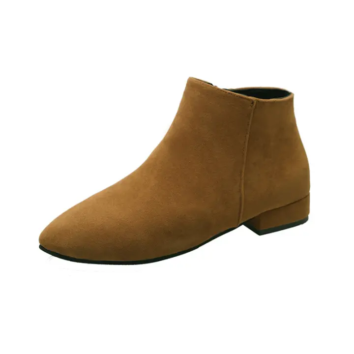 Nuevas botas de moda con cremallera lateral versátil de tacón grueso puntiagudo - 1