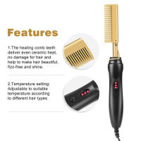Hair Straightener Comb 2 IN 1 Copper Metal Hot Hair Comb Home Beauty Salon DIY Fast Heating Curling Iron Copper Comb Electric - details 4