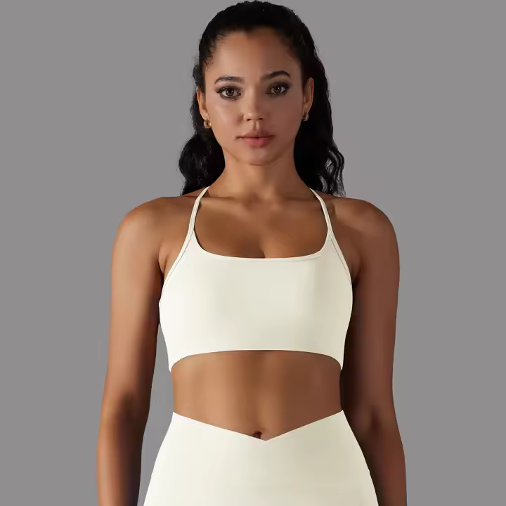 Sujetador deportivo cruzado Sexy para mujer, Top de Yoga para gimnasio, entrenamiento, correr, ropa interior deportiva elástica, camiseta sin mangas para entrenamiento físico - 1