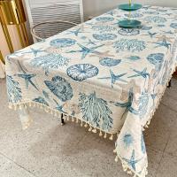 Mantel de poliéster con estampado floral de una sola cara - Cubierta cuadrada para mesa de cocina y comedor, tela duradera de fácil limpieza con bordes con flecos para uso en el hogar y restaurante, tema costero, textura suave, planificadores de eventos - details 0