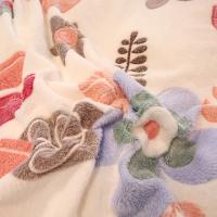 Sábana de Terciopelo Cálido Coral para Invierno con Estampado de Flor Hueso de Couette Suave y Grueso 240x220 - details 5
