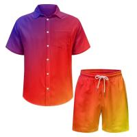 Impresión a pedido del conjunto informal de verano con estampado de bandera estadounidense, pantalones de solapa, camisa de cuello cubano de moda, pantalones cortos de playa - details 3