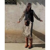 Botas vaqueras Retro con bordado occidental para mujer, botas de caballero de tacón grueso, talla grande, europeas y americanas, 2025 - details 3