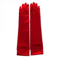 Guantes de satén para mujer, manoplas largas lisas de Color sólido, accesorios nupciales para boda, 38cm - details 3