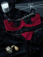 Conjunto de lencería de encaje floral erótico, sujetador abierto transparente y tanga con cadena, lencería sexy y ropa interior - details 22