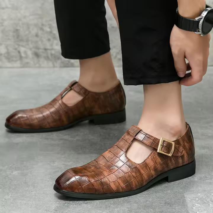 Sandalias de cuero tejido de moda, sandalias de exterior de color sólido personalizadas - 1